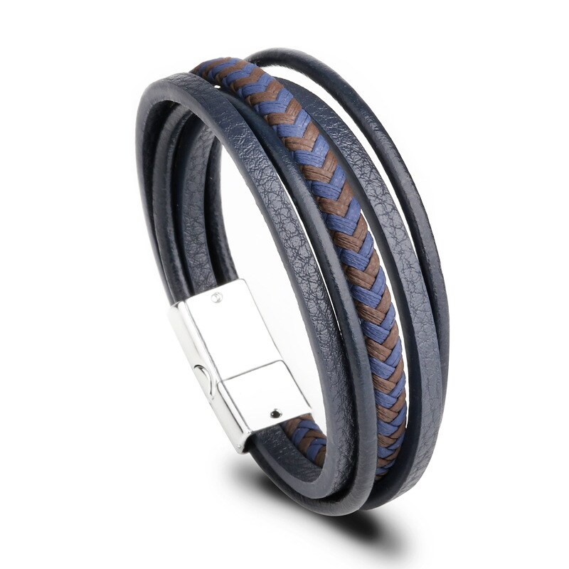 1 Piece Fashionable Retro Style Multi-layered Leather  Men's Bracelet 